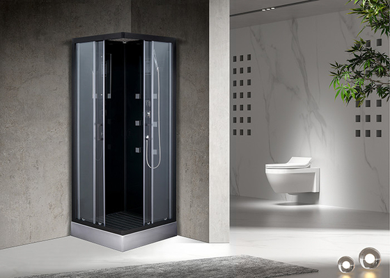 Quadratisches Badezimmer-Duschkabinen-Grey Acrylic-ABS Tray Black-Aluminium