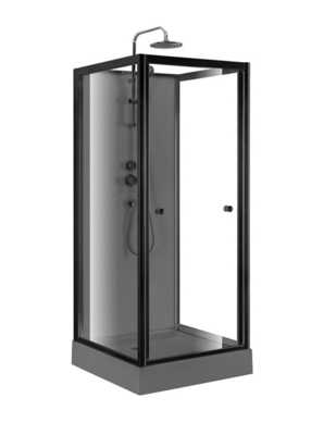 Klarglas-Duschkabine des Gelenk-Tür-Quadrat-4mm ausgeglichene mit schwarzem Acrylbehälter