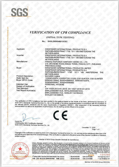 China Pinghu kaipunuo sanitary ware Co.,Ltd. zertifizierungen